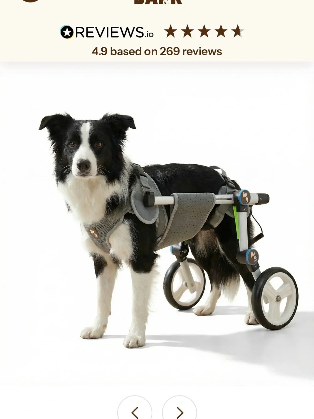 Gray Support Wheelchair for Dogs – Lightweight Rear Leg Mobility Aid